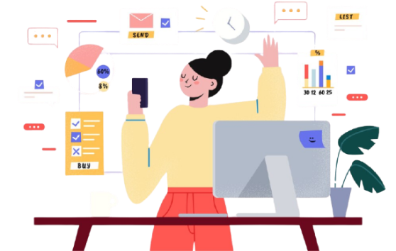 Person managing digital learning elements